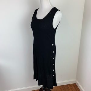 Very Vinyard Black Midi Dress Side Bottons